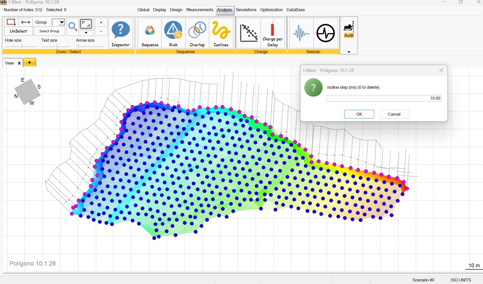 Isolines of initiation time