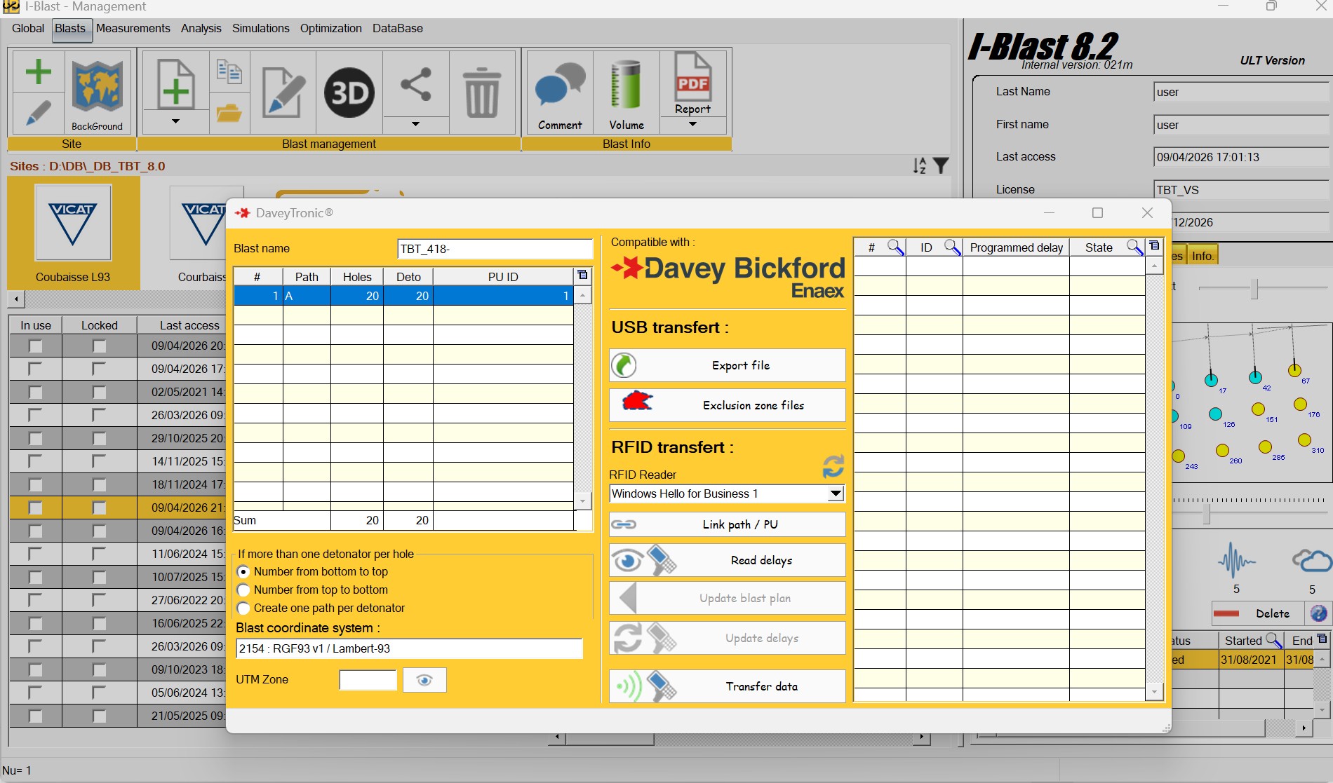Electronic detonator export