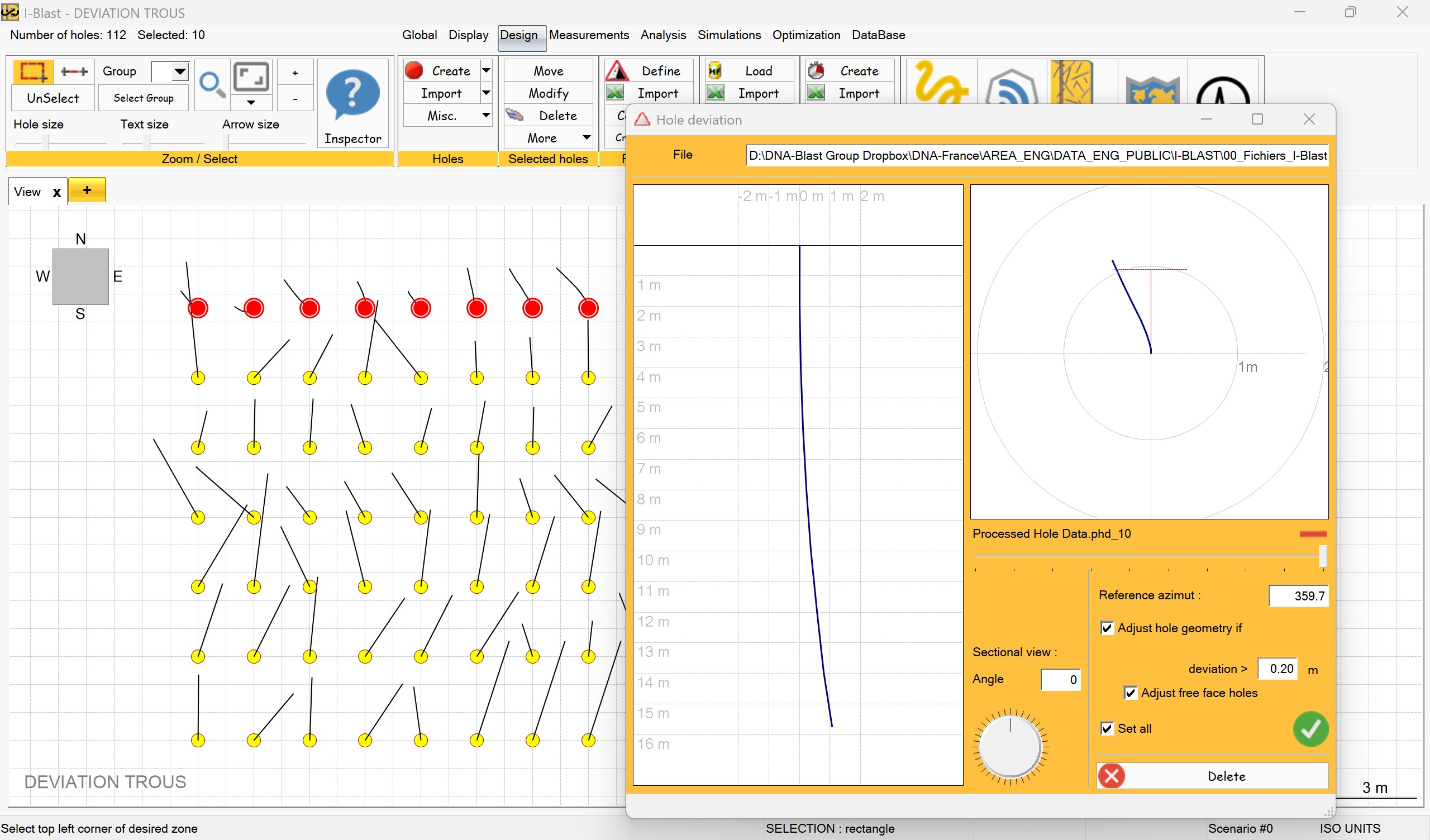 Hole deviation display