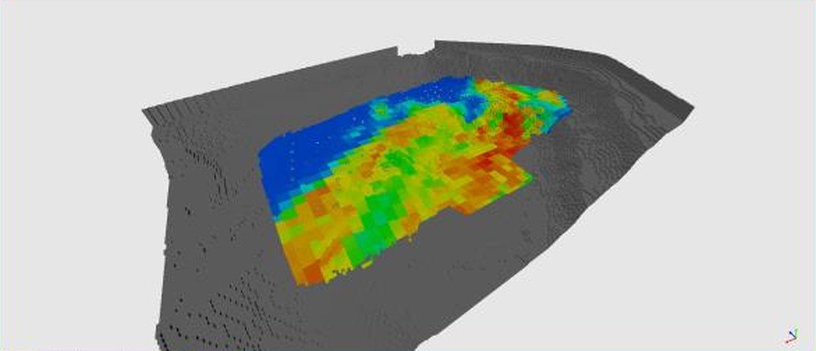 Modèle de blocs géologique et attribut de teneur chargé dans les voxels