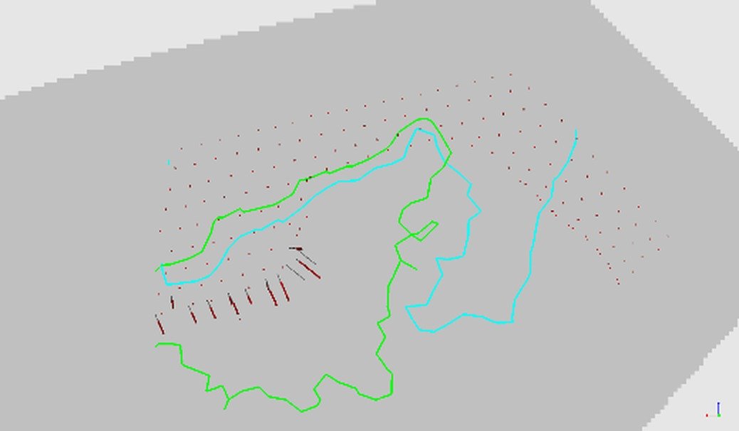 Polygones d'extraction après simulation du mouvement, déformés en trois dimensions