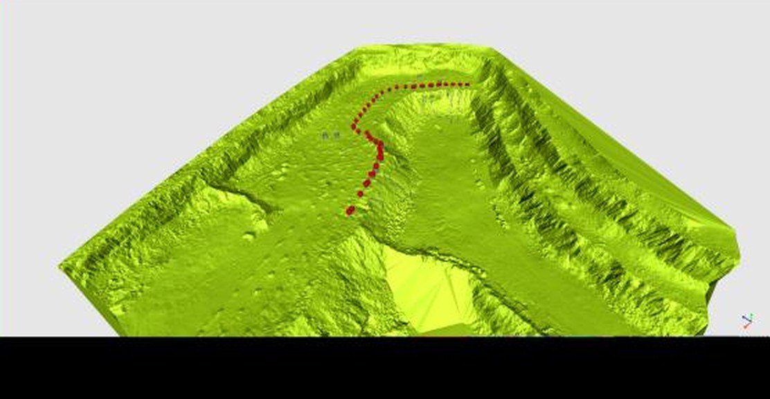 Surface du terrain avant tir levée par drone ou scanner
